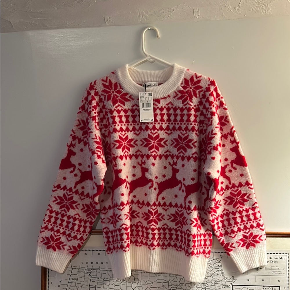 Red and White Reindeer Sweater MANGO